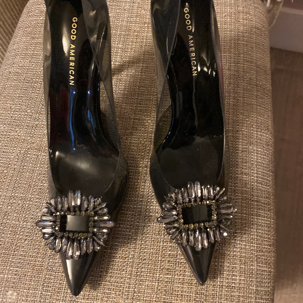 Good American Cinder- f-ing- rella pumps